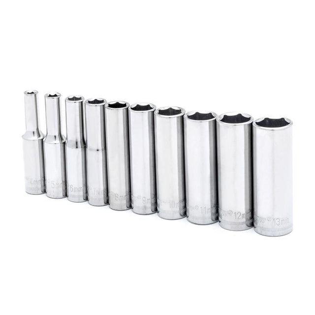Crescent 1/4 in. X 1/4 in. drive Metric 6 Point Deep Well Socket Set 10 pc