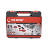 Crescent 1/4 and 3/8 in. drive Metric/SAE 6 and 12 Point Socket Wrench Set 84 pc