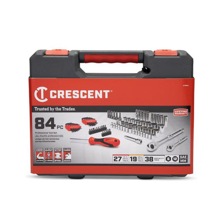 Crescent 1/4 and 3/8 in. drive Metric/SAE 6 and 12 Point Socket Wrench Set 84 pc