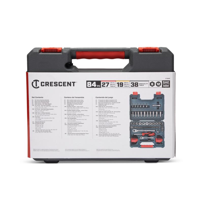 Crescent 1/4 and 3/8 in. drive Metric/SAE 6 and 12 Point Socket Wrench Set 84 pc