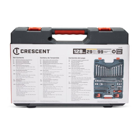 Crescent 3/8 in. drive Metric/SAE 6 and 12 Point Mechanic's Tool Set 128 pc