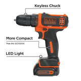 Black+Decker 12V MAX 3/8 in. Brushed Cordless Drill/Driver Kit (Battery & Charger), Pack of 2