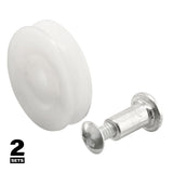 Prime-Line B 551 Door Roller, 1 in Dia Roller, 7/32 in W Roller, Nylon, White, 2-Roller, Bottom
