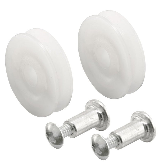 Prime-Line B 551 Door Roller, 1 in Dia Roller, 7/32 in W Roller, Nylon, White, 2-Roller, Bottom
