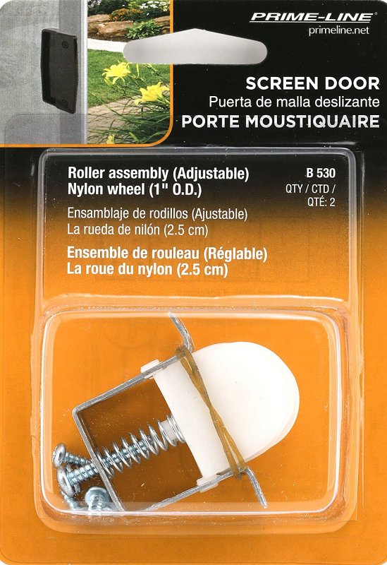 Prime-Line B 530 Adjustable Roller Assembly, Bottom Mounting, 1 in Dia Roller, 1/4 in W Roller, Polyethylene Roller