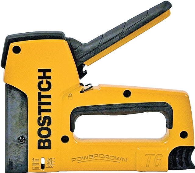 Bostitch PowerCrown Series T6-8 Tacker, 84 Magazine, 7/16 in W Crown, 1/4 to 9/16 in L Leg, Steel Staple