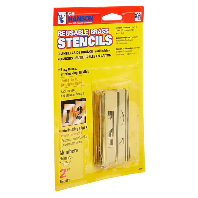 C.H. Hanson 2 in. Brass Numbers Stencil 15 pk