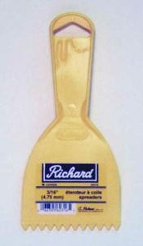 Richard 60018 Hand Spreader, 1/8 x 1/8 in Notch, 3 in W Blade, Notched Blade, Polystyrene Blade, Polystyrene Handle
