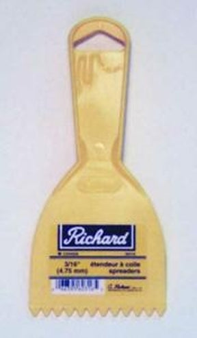Richard 60018 Hand Spreader, 1/8 x 1/8 in Notch, 3 in W Blade, Notched Blade, Polystyrene Blade, Polystyrene Handle