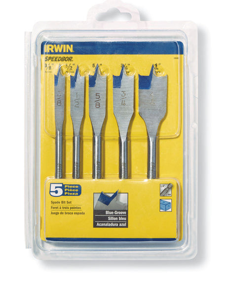 Irwin Speedbor Carbon Steel Spade Bit Set Hex Shank 5 pc