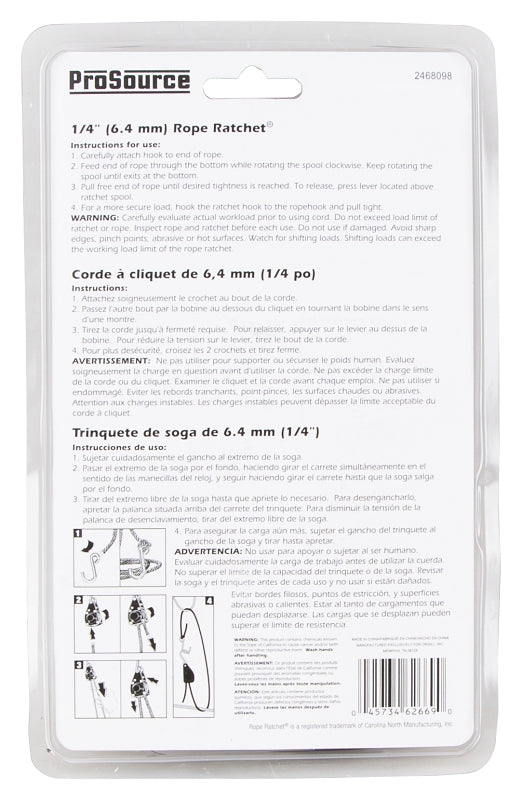 ProSource 10010-L-OI Rope Ratchet, Polypropylene/Steel, Black/Red