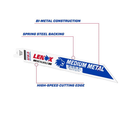 Lenox METALWOLF 8 in. Bi-Metal WAVE EDGE Reciprocating Saw Blade 18 TPI 1 blade, Pack of 50