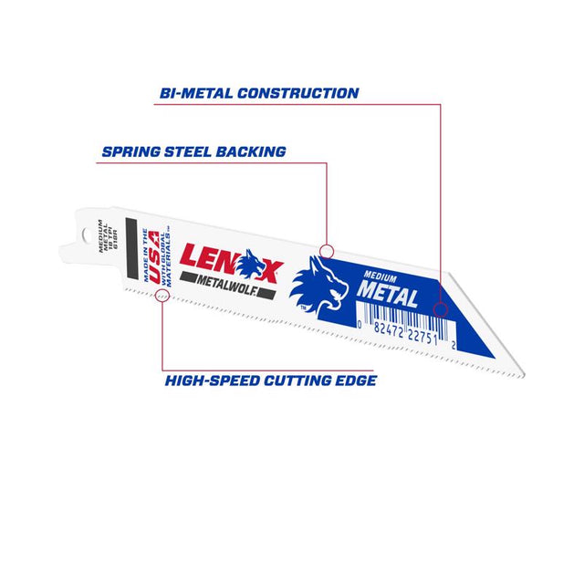 Lenox METALWOLF 6 in. Bi-Metal WAVE EDGE Reciprocating Saw Blade 18 TPI 1 blade, Pack of 50