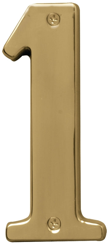 Hy-Ko Prestige Series BR-51PB/1 House Number, Character: 1, 5 in H Character, Brass Character, Brass, Pack of 3