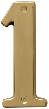 Hy-Ko Prestige Series BR-51PB/1 House Number, Character: 1, 5 in H Character, Brass Character, Brass, Pack of 3