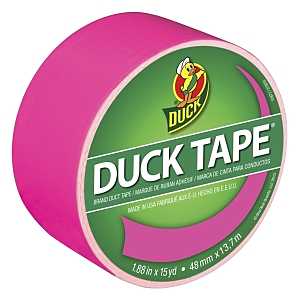 Duck 1265016 Duct Tape, Neon Pink, 8 mil Thick, 15 yd L, 1.88 in W