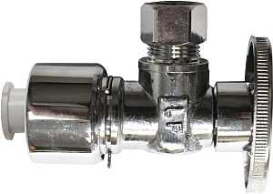 Keeney 2622PCPOLF Supply Line Valve, 5/8 x 3/8 in Connection, Compression, Quarter-Turn Actuator, Brass Body