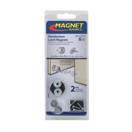 Magnet Source .25 in. L X .5 in. W Silver Super Latch Magnets 6 lb. pull 2 pc
