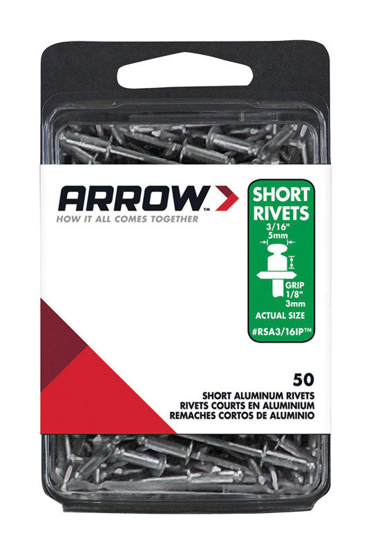 Supreme Rivets Arrow 3/16 in. D X 1/8 in. Aluminum Short Rivets Silver 50 pk ...