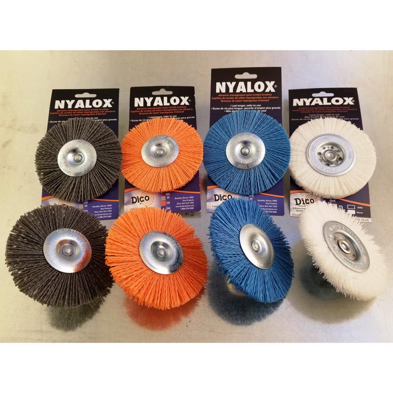 Dico Nyalox 4 in. D X 1/4 in. Aluminum Oxide Wheel Brush Assortment Mandrel Mounted Wheel Brush Asso, Pack of 5
