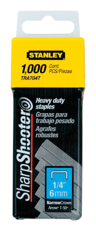 STANLEY Sharp Shooter T50 27/64 in. W X 1/4 in. L 24 Ga. Narrow Crown Heavy Duty Staples 1000 pk