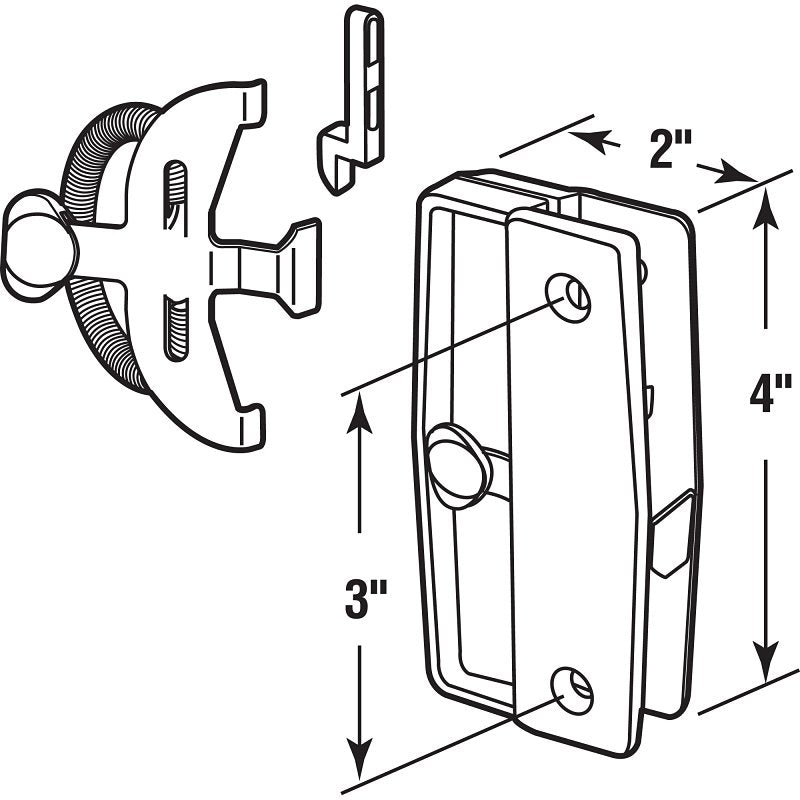 Prime-Line A 139 Door Latch and Pull, 2 in W, 4 in H, Plastic/Steel