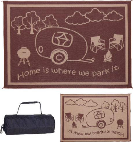 Ming's Mark Reversible Mat, Brown/Beige, RV Home, 8' x 18'