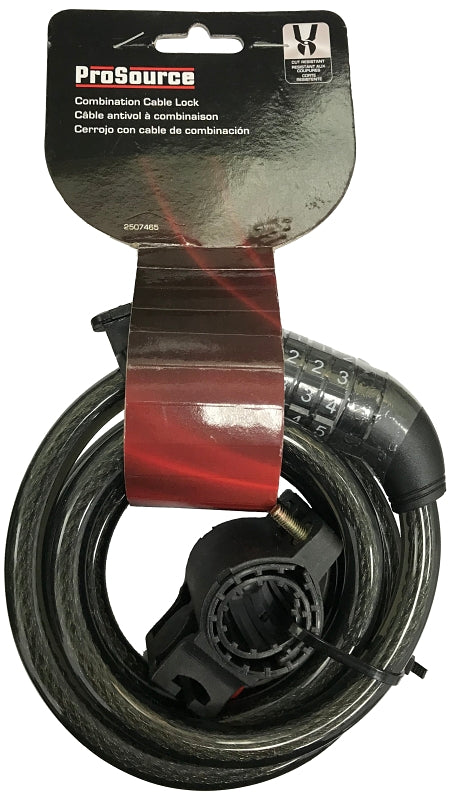 ProSource HD-PWR723-3L Cable Lock, 3/8 in Dia Shackle, Steel Body, Black, 1-1/2 in W Body