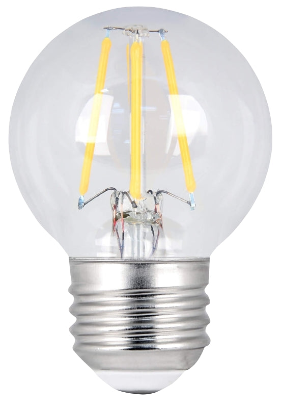 Feit Electric BPGM60/927CA/FIL/2 LED Bulb, Globe, G16-1/2 Lamp, 60 W Equivalent, E26 Medium Lamp Base, Dimmable, Clear