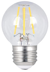 Feit Electric BPGM60/927CA/FIL/2 LED Bulb, Globe, G16-1/2 Lamp, 60 W Equivalent, E26 Medium Lamp Base, Dimmable, Clear