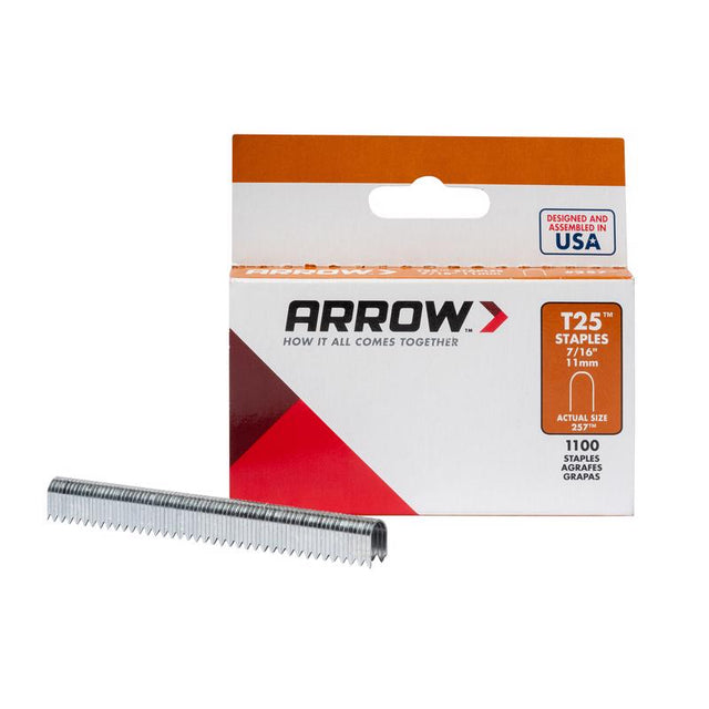 Arrow T25 1/4 in. W X 7/16 in. L 18 Ga. Round Crown Wire Staples 1100 pk, Pack of 5