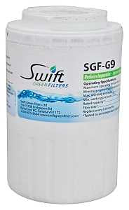 Swift Green Filters SGF-G9 Refrigerator Water Filter, 3-3/16 in Dia, 5 in, 0.5 gpm