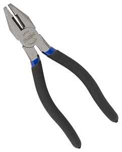 Vulcan PC918-11 Linesman Plier, 7 in OAL, 1.2 mm Cutting Capacity, 1-1/4 in Jaw Opening, Black/Blue Handle, 1 in W Jaw