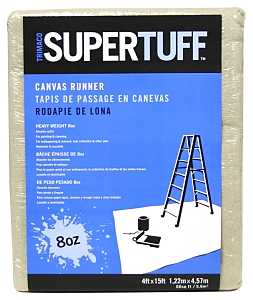 Trimaco SUPERTUFF 58908 Drop Cloth, 15 ft L, 4 ft W, Canvas, Tan