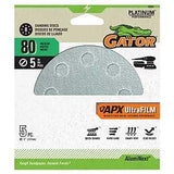 Gator 9203 Sanding Disc, 5 in Dia, 80 Grit, Medium, Ceramic Alumina Abrasive, Ultra Film Backing
