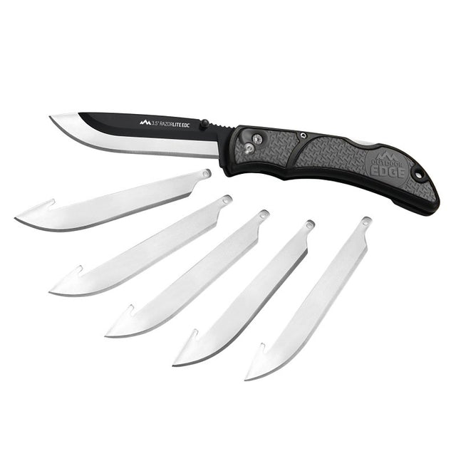 Outdoor Edge Razor-Lite Series RLY-50C Knife, Gray Handle, 3-1/2 in L Blade, Stainless Steel Blade, 8 in OAL, Pack of 6