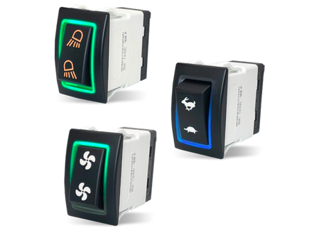 Sierra RK40630G Rocker Switch w/Halo LED Light, ON - ON, SPST, Geen