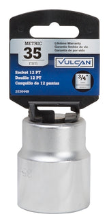 Vulcan MT-SM6035 Drive Socket, 35 mm Socket, 3/4 in Drive, 12-Point, Chrome Vanadium Steel, Chrome