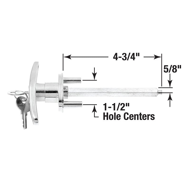 Prime-Line GD 52169 T-Locking Handle, 5/16 in L Shaft, Zinc, Chrome