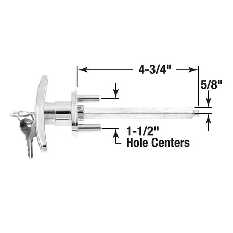 Prime-Line GD 52169 T-Locking Handle, 5/16 in L Shaft, Zinc, Chrome