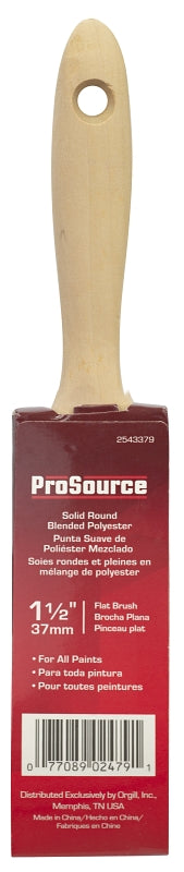 ProSource OR 11601 0150 Paint Brush, 1-1/2 in W, Flat cut Brush, Polyester Bristle