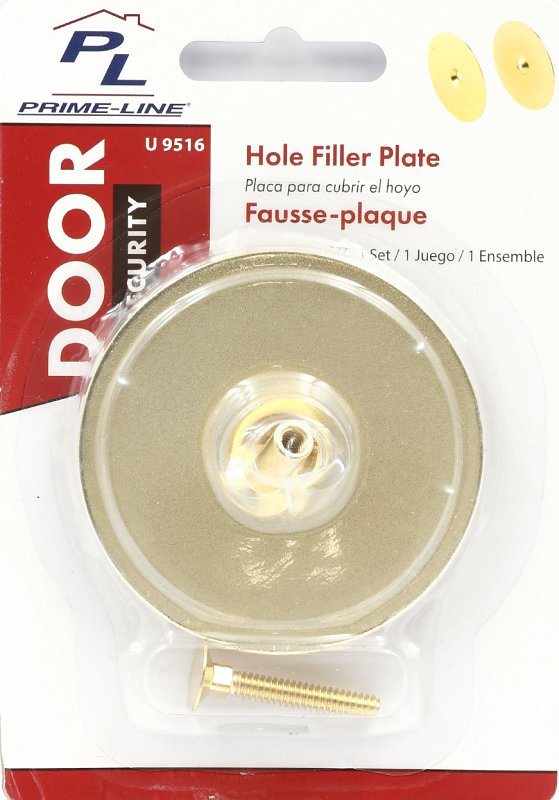 Defender Security U9516 Hole Cover Plate, Steel, Brass, For: 1-3/4 in Thick Doors