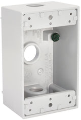 Hubbell 5320-1 Weatherproof Box, 18.3 cu-in, 3-Outlet, 1-Gang, Aluminum, White