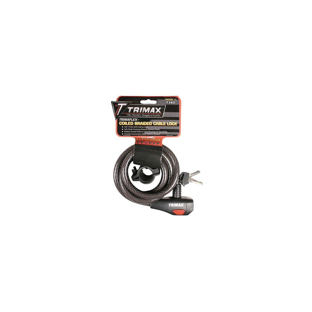 Trimax TKC126 Quadra-Braid 6 x 12mm Keyed Cable Lock