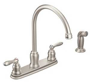 Moen Caldwell Series CA87060SRS Kitchen Faucet, 1.5 gpm, 2-Handle, Stainless Steel, Stainless Steel