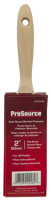ProSource OR 11601 0200 Paint Brush, 2 in W, Flat cut Brush, Polyester Bristle