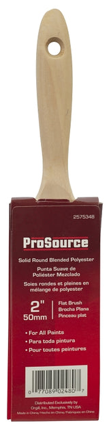 ProSource OR 11601 0200 Paint Brush, 2 in W, Flat cut Brush, Polyester Bristle