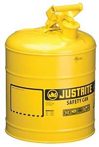 Justrite 7150200 Safety Can, 5 gal, Steel, Yellow