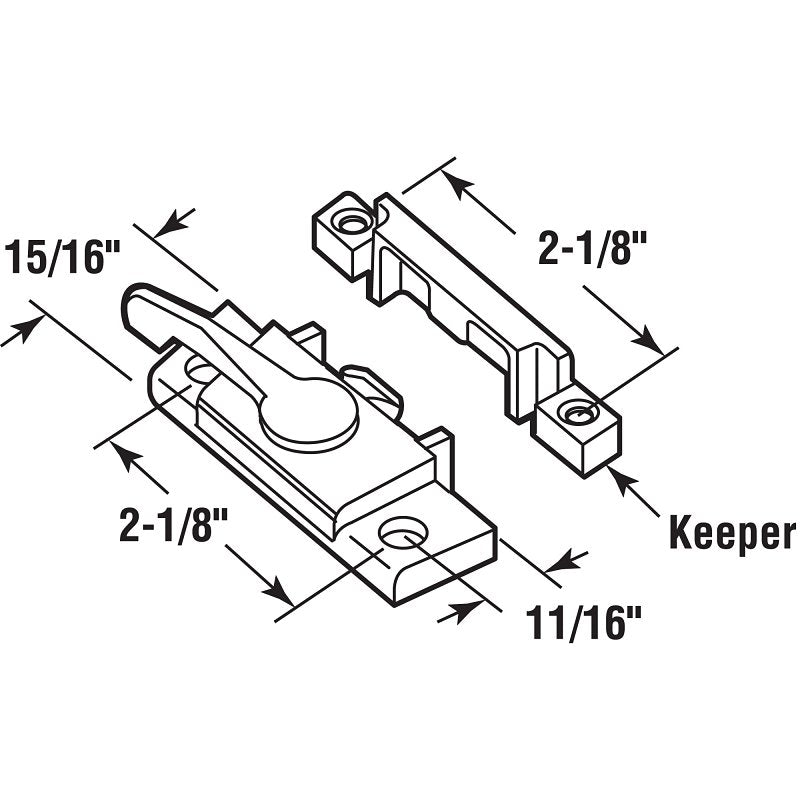 Prime-Line F 2554 Window Sash Lock, Zinc, 2-1/8 in Mounting Hole