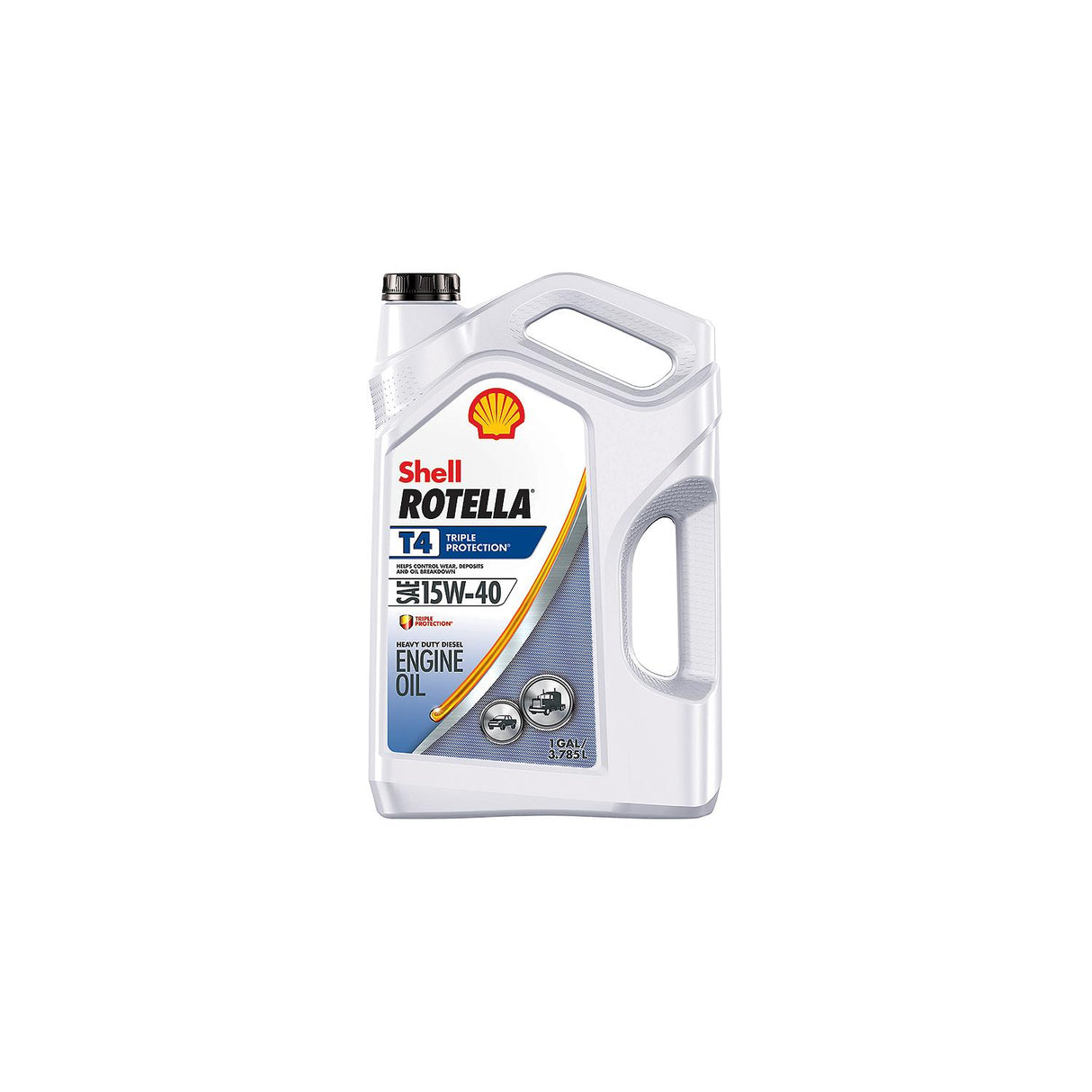 Shell 550045126 Rotella T4 Triple-Protection Heavy-Duty Diesel Motor Oil, 15W-40, 1 Gal., Pack of 3